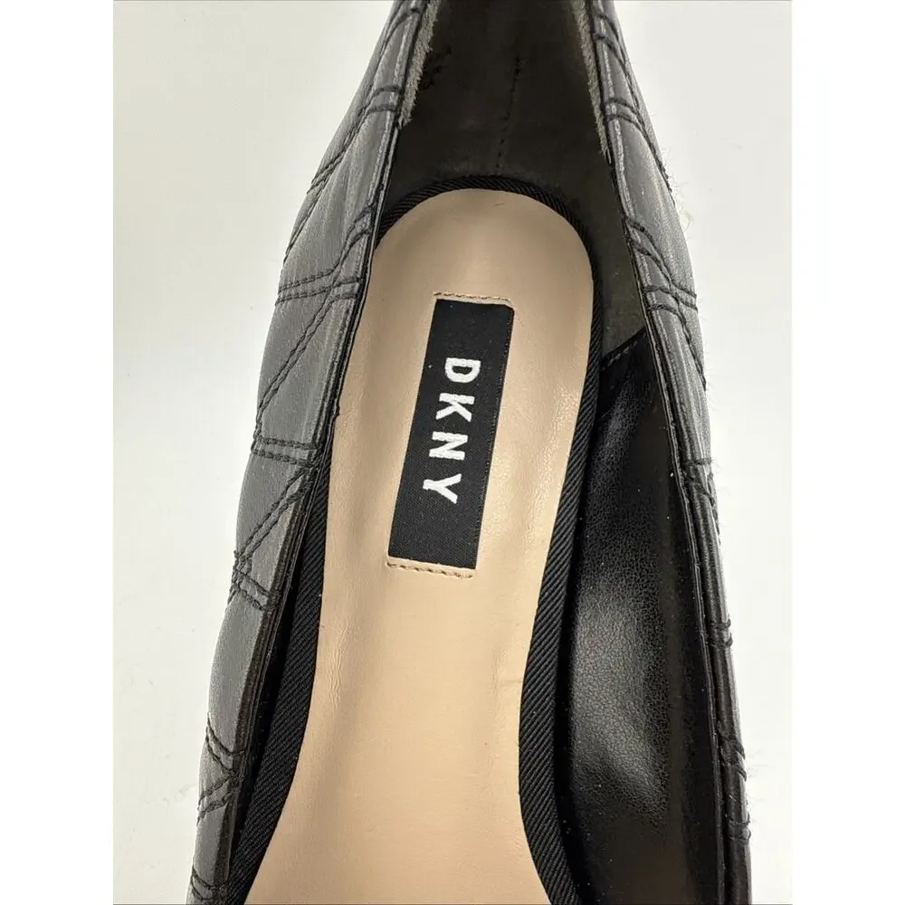 DKNY Womens Evie Black Quilted Leather Pointed Toe Classic Pumps Size 6.5 US NWB